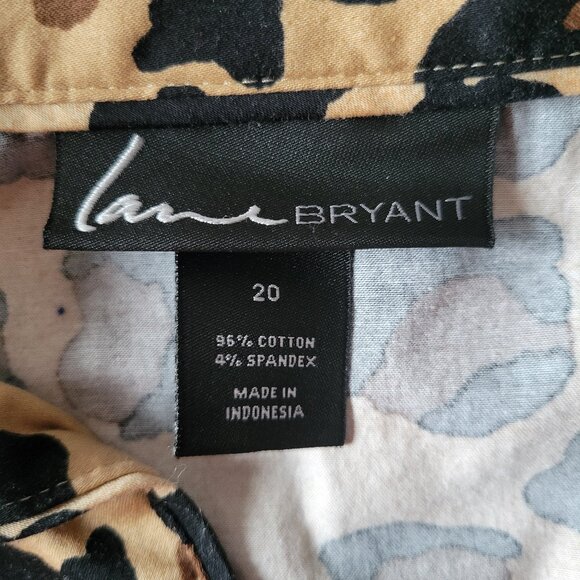 Lane Bryant Blouse, Women’s Plus Sz 20 Leopard Print Button-up, V-neck EUC - Picture 4 of 7